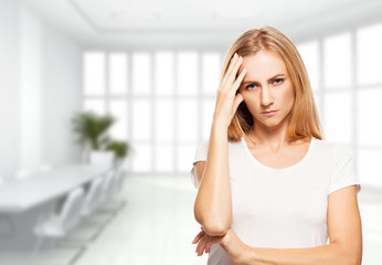 Fototapeta premium Sad woman in the office