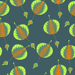 Seamless pattern with traditional chinese lanterns, can be used for chinese new year or mid autumn festival or lantern festival, vector illustration