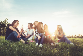 Group of young people having fun outdoors 