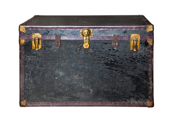 Old trunk chest isolated on white background