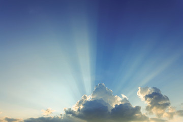Fototapeta na wymiar beautiful sun light on blue sky background