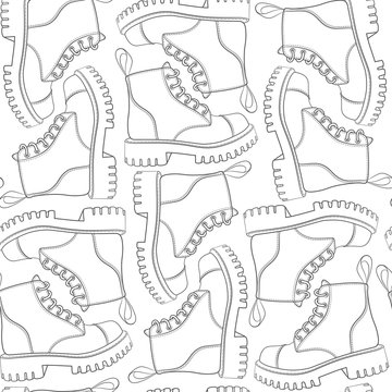 Vector seamless pattern with boots. 