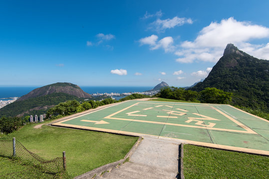 Helipad at the Foot of Corcovado Mountain in Rio de Janeiro, Brazil