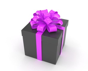 gift box with bows isolated on white. 3d rendering.