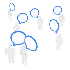 people with talk bubbles isolated over a white background. 3d rendering.