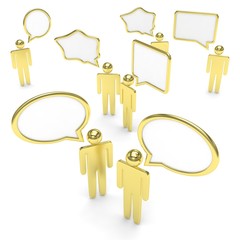 people with talk bubbles isolated over a white background. 3d rendering.