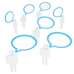 people with talk bubbles isolated over a white background. 3d rendering.