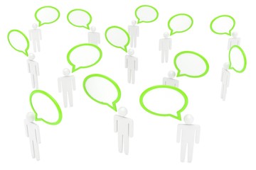 people with talk bubbles isolated over a white background. 3d rendering.