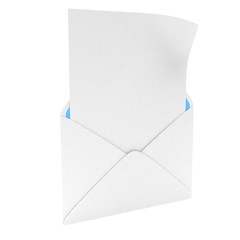 open mail with white blank. 3d rendering.