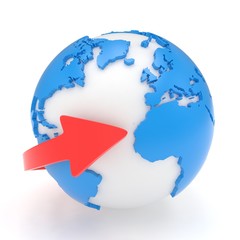 Naklejka premium Arrow and Earth globe. 3d render