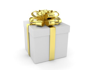 gift box with bows isolated on white. 3d rendering.