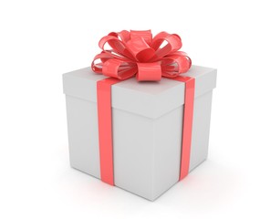 gift box with bows isolated on white. 3d rendering.
