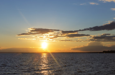 sunset over the sea.