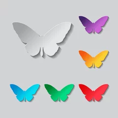 Raamstickers Vlinders vlinder icoon. Papierstijl gekleurde set