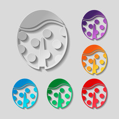 Ladybug icon. Paper style colored set