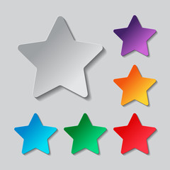 Star icon set. paper design with colored objects