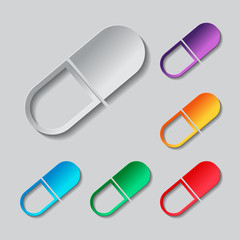 tablet icon set. paper design with colored objects