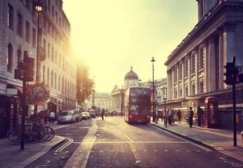 Papier Peint photo Lavable Londres Coucher du soleil près de Trafalgar Square, Londres, Royaume-Uni