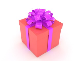 gift box with bows isolated on white. 3d rendering.