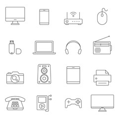 Electronic devices outline icons