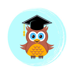 Cute owl with graduation hat