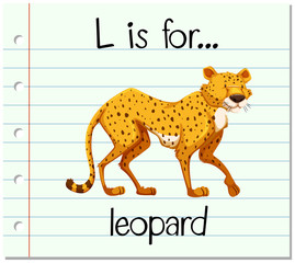 Flashcard letter L is for leopard