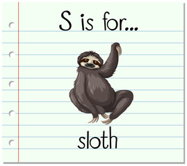 Flashcard letter S is for sloth © blueringmedia