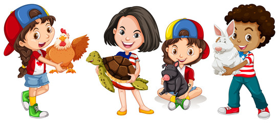 Children with domestic animals