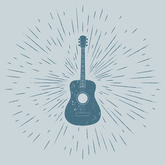 Advertising card with guitar silhouette - 108956737