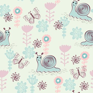 Sweet babies doodle hand draw seamless pattern.