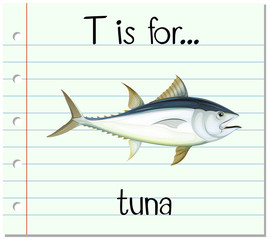 Flashcard letter T is for tuna