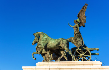 Statue of goddess Victoria on Vittorio Emanuele II Monument in Rome