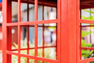 Fototapeta na wymiar Red telephone in thailand