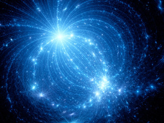 Obraz premium Niebieskie świecące pole elektromagnetyczne w przestrzeni kosmicznej