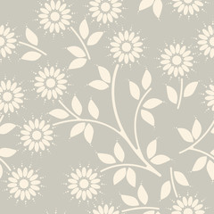 Decorative seamless pattern with flowers and leaves