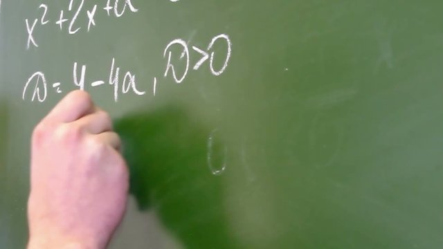The student performs the task at the blackboard