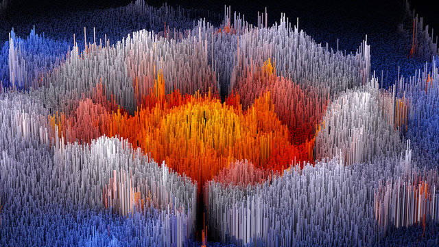3D illustration of abstract macro render structure made of millions columns