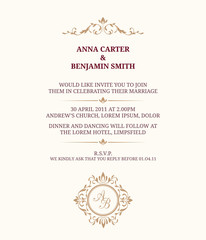 Wedding invitation with monogram