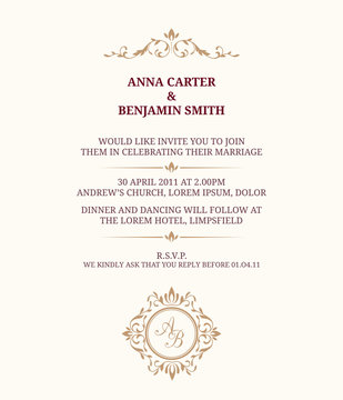 Wedding invitation with monogram