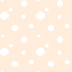 white ink blots on soft pink background seamless vector pattern illustration