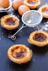 Egg tart on a grunge background