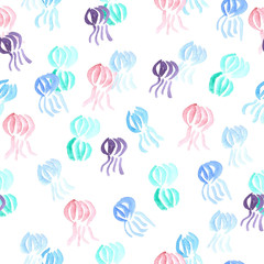Hand drawn pattern with stylized jellyfishes