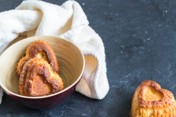 Homemade Banana cake. Copyspace.