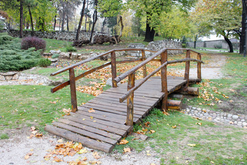 Wooden Bridge in a Park