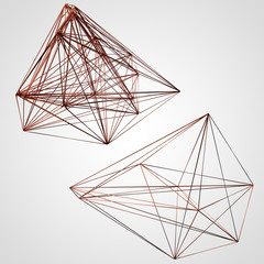 3D illustration of blueprint geometric connection structure