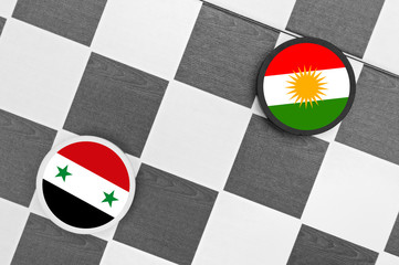 Draughts (Checkers) - Syria vs Kurdistan. Political or military conflict between state and minority...