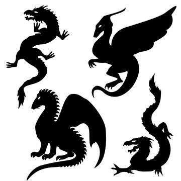 Dragon silhouettes set