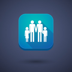 Square long shadow app button with a gay parents  family pictogr