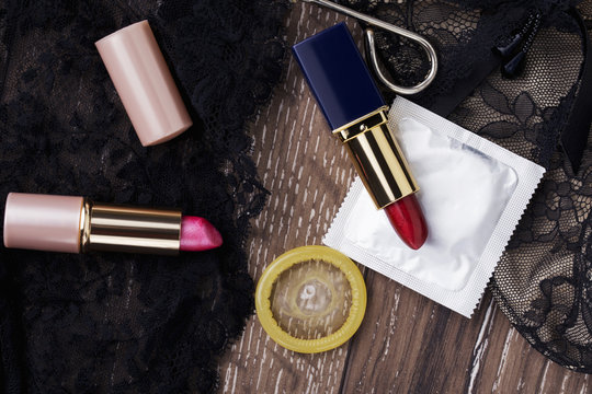 condom and lipstick