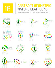 Geometric leaf icon set